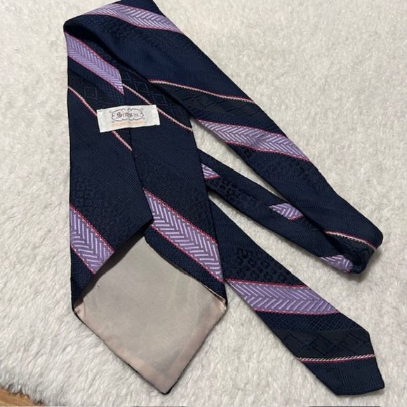 Sims Ltd Kwetz of Boston Vintage Black Purple Silk Blend Neck Tie - Picture 3 of 7